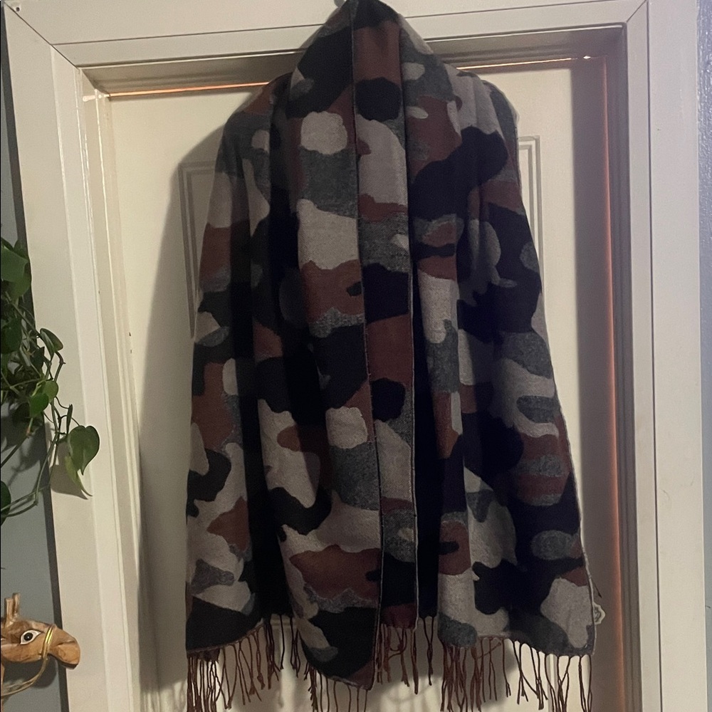 Coco + Carmen Camouflage Scarf - Black, Gray, Brown